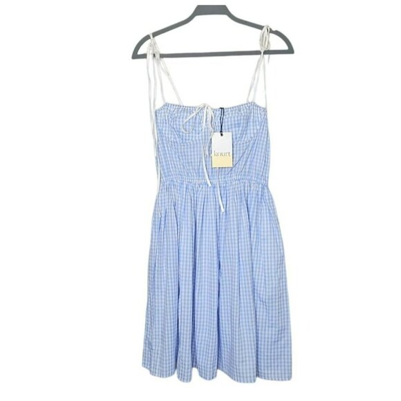 Kourt Blue & White Gingham Cotton‎ Sundress M Cottagecore Marilyn Monroe Picnic - Picture 1 of 10